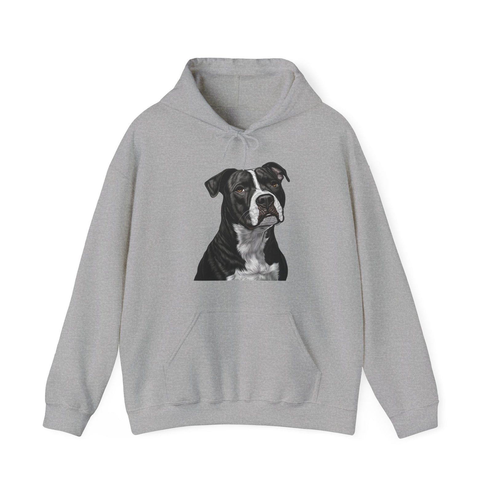 Sudadera con capucha de pitbull en blanco y negro