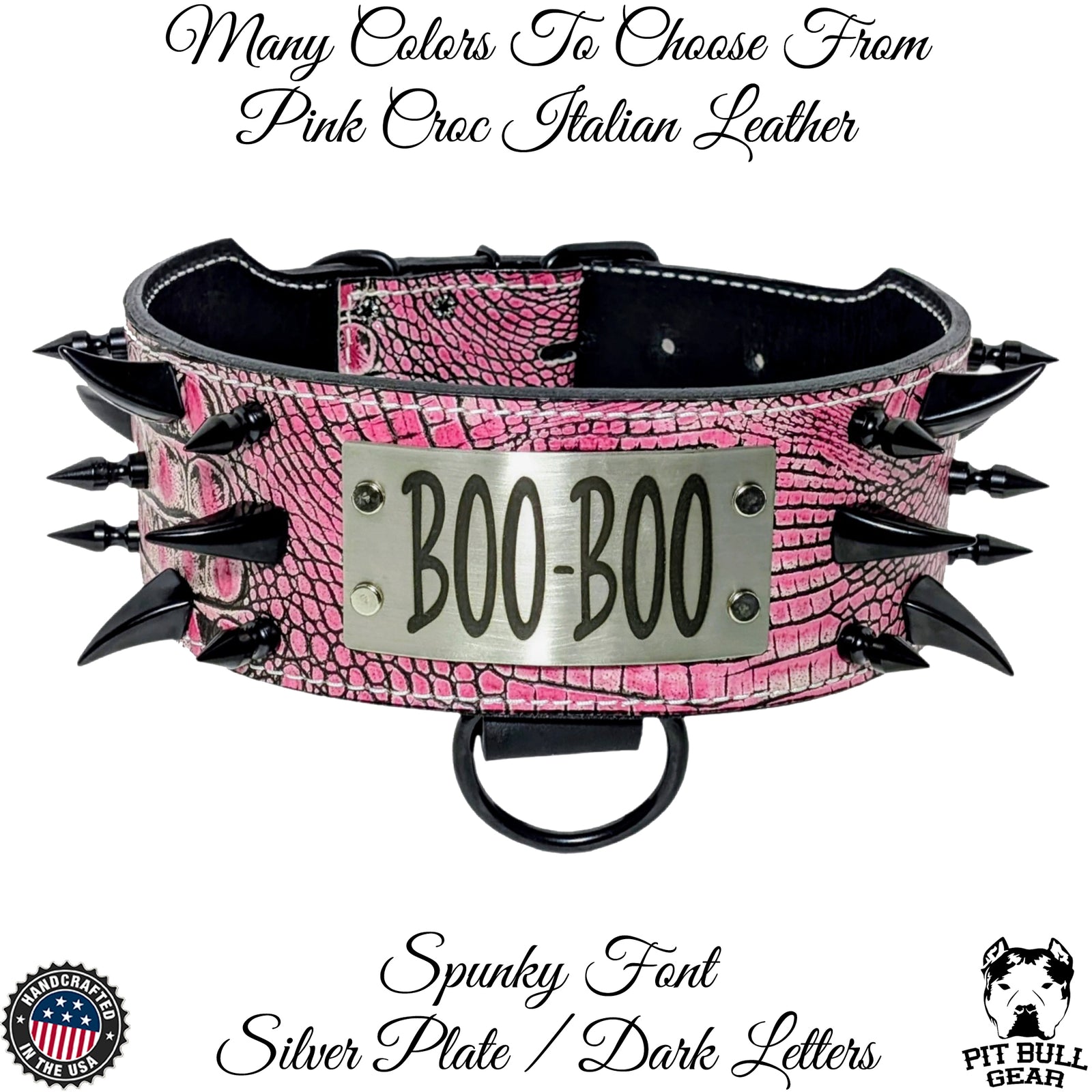 X11 - Coleira personalizada de couro pontiagudo de 3"