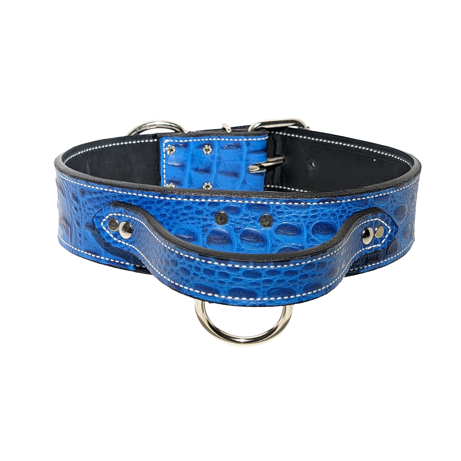 AGT1 - Collar de cuero para perros con agitación de 2" de ancho y asa