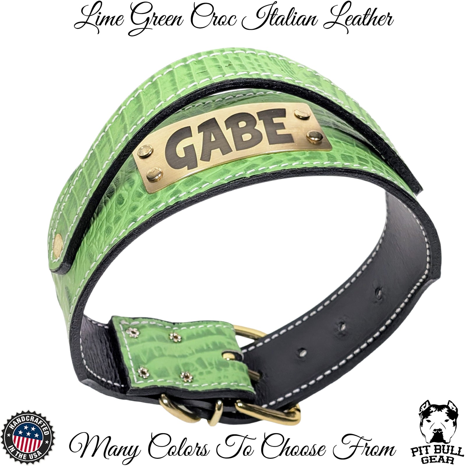 W26 - Collar de cuero con púas hexagonales personalizado de 2"