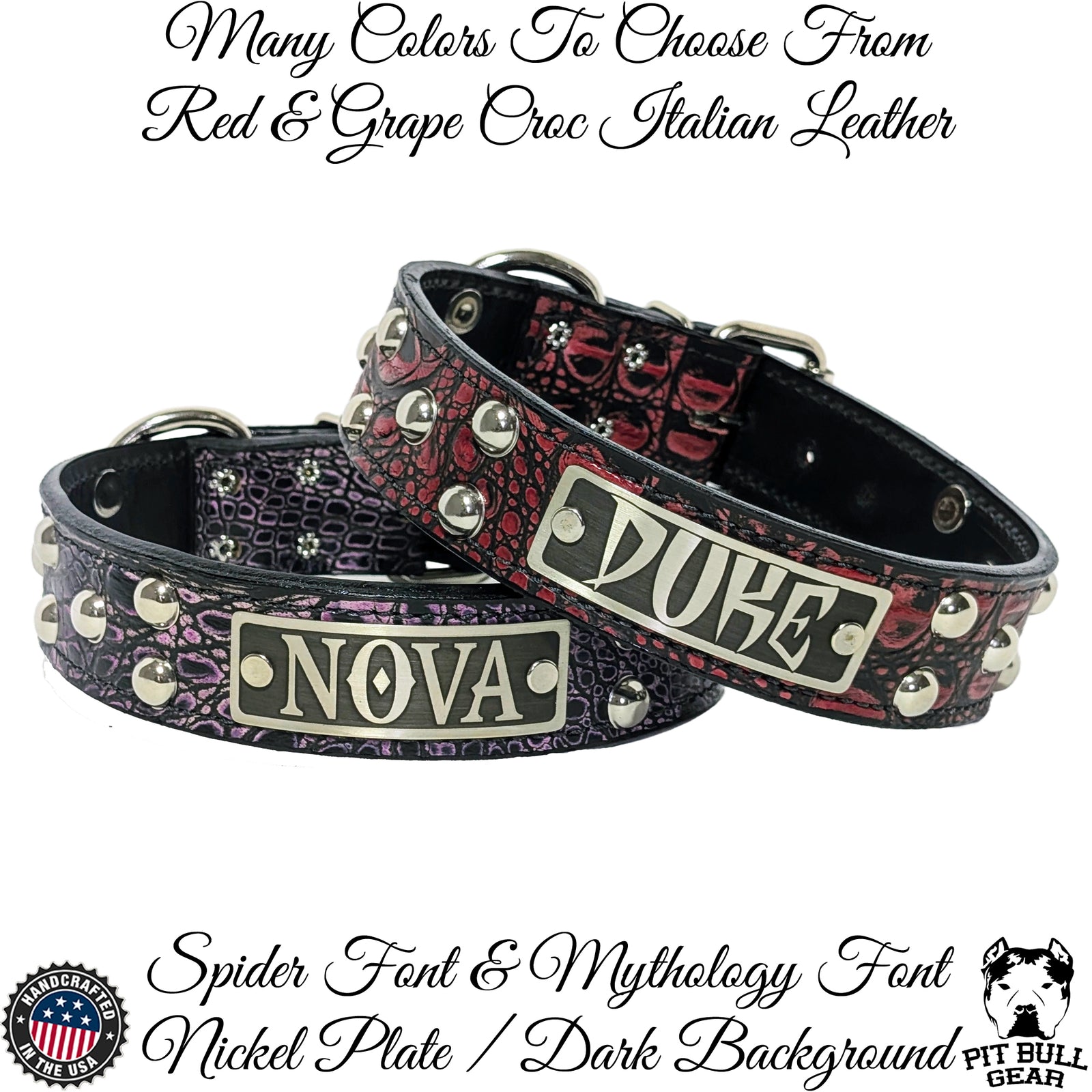 N13 - Collar de cuero para perro de 1,5" de ancho, nombre personalizado con tachuelas en forma de cúpula