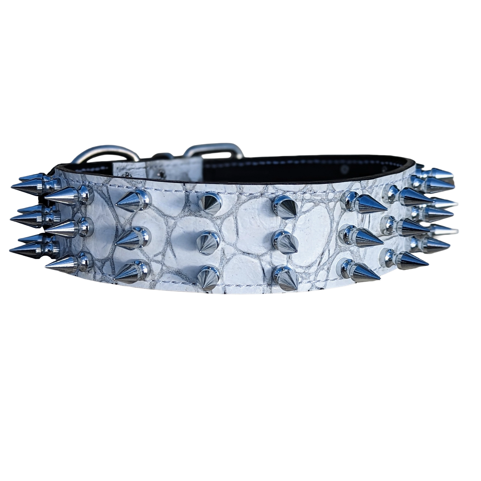 Collar de cuero con pinchos para perros, collar de protección para perros, personalizado, 2" de ancho - W18