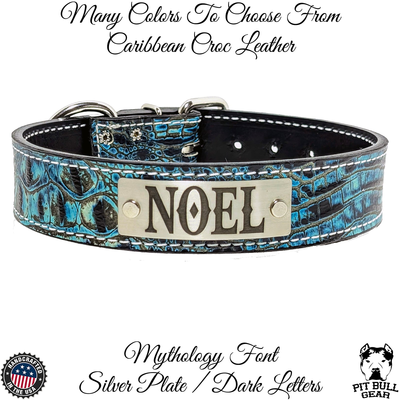 N7 - Coleira de cachorro de couro personalizada de 1 1/2"