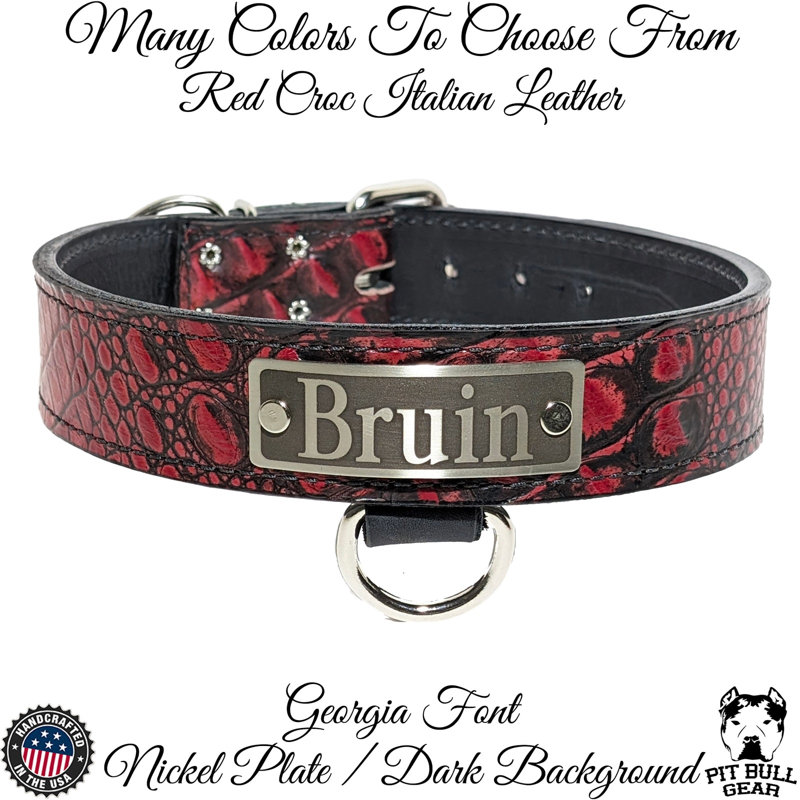 N7 - Collar de cuero para perro de 1,5" de ancho con placa de identificación personalizada