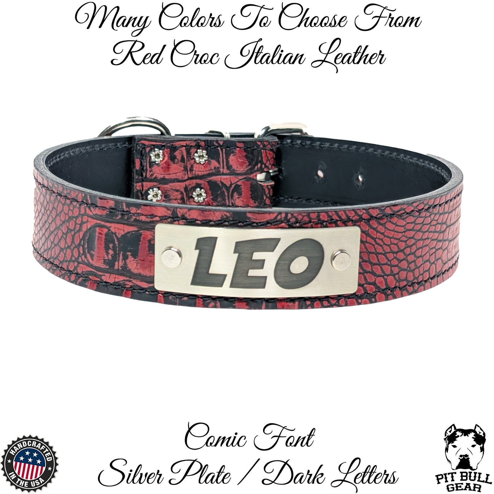 N7 - Coleira de cachorro de couro personalizada de 1 1/2"