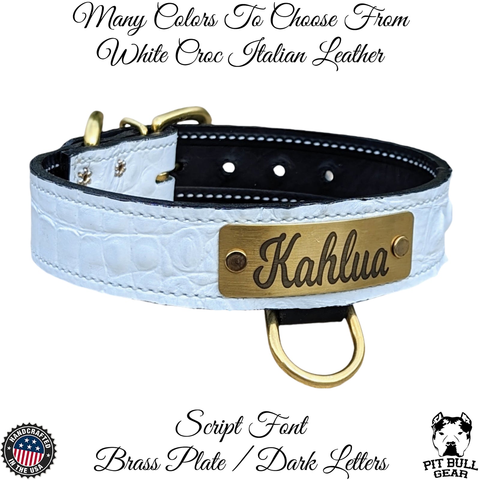 N7 - Coleira de cachorro de couro personalizada de 1 1/2"