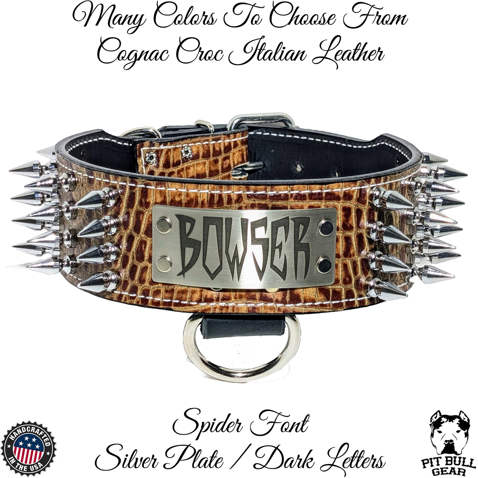 NJ10 - Colar Personalizado de Couro Pontudo de 2,5"