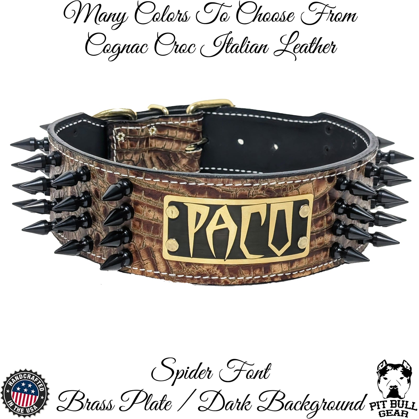 NJ10 - Colar Personalizado de Couro Pontudo de 2,5"