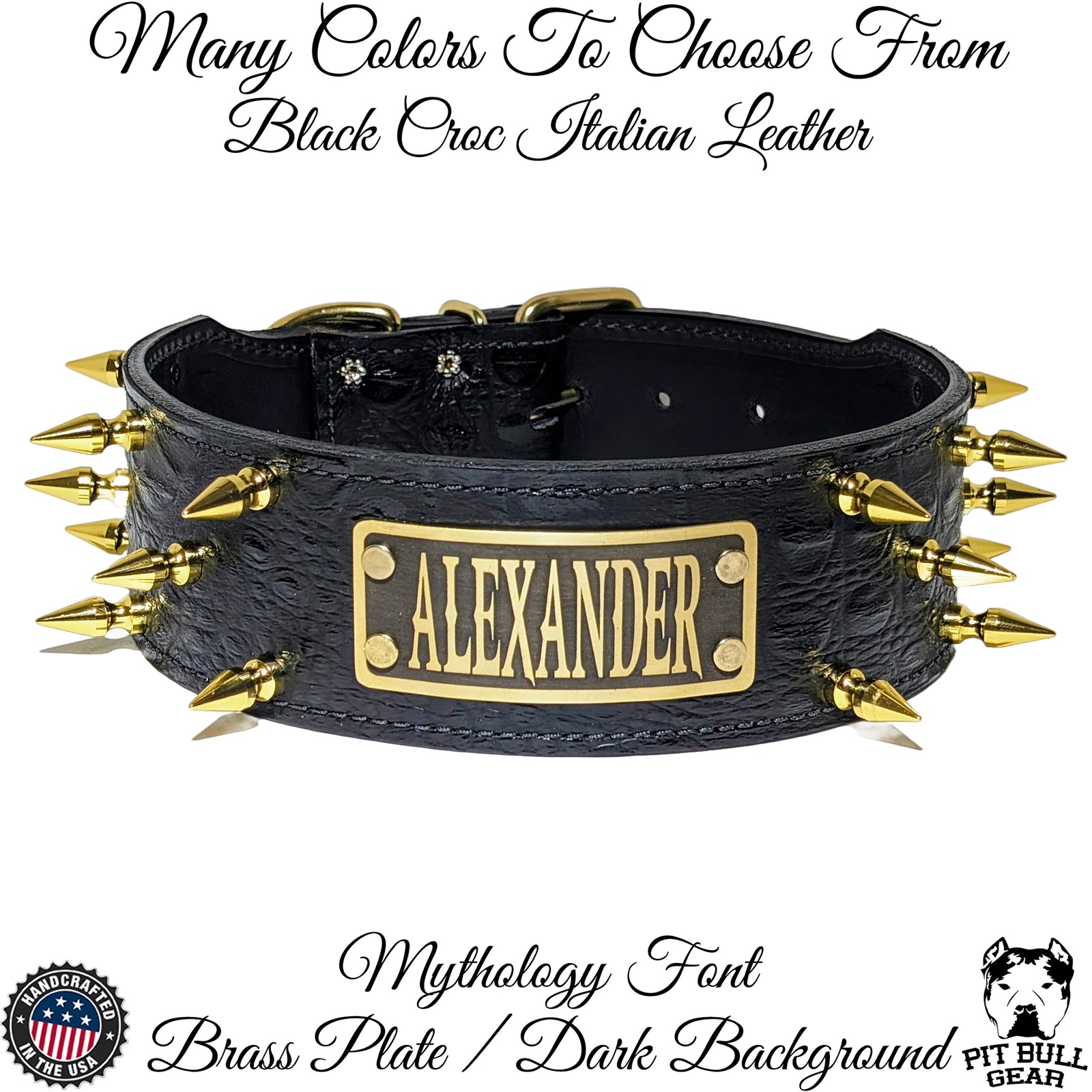 NJ5 - Collar con pinchos personalizado de 2,5" de ancho