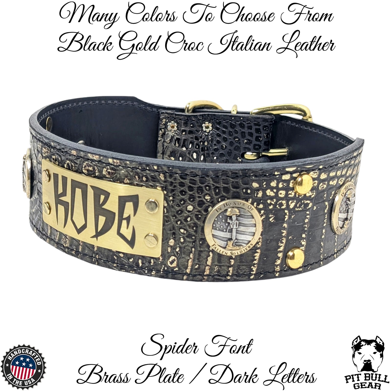 NJ6 - Coleira de cachorro de couro militar personalizada de 2 1/2"