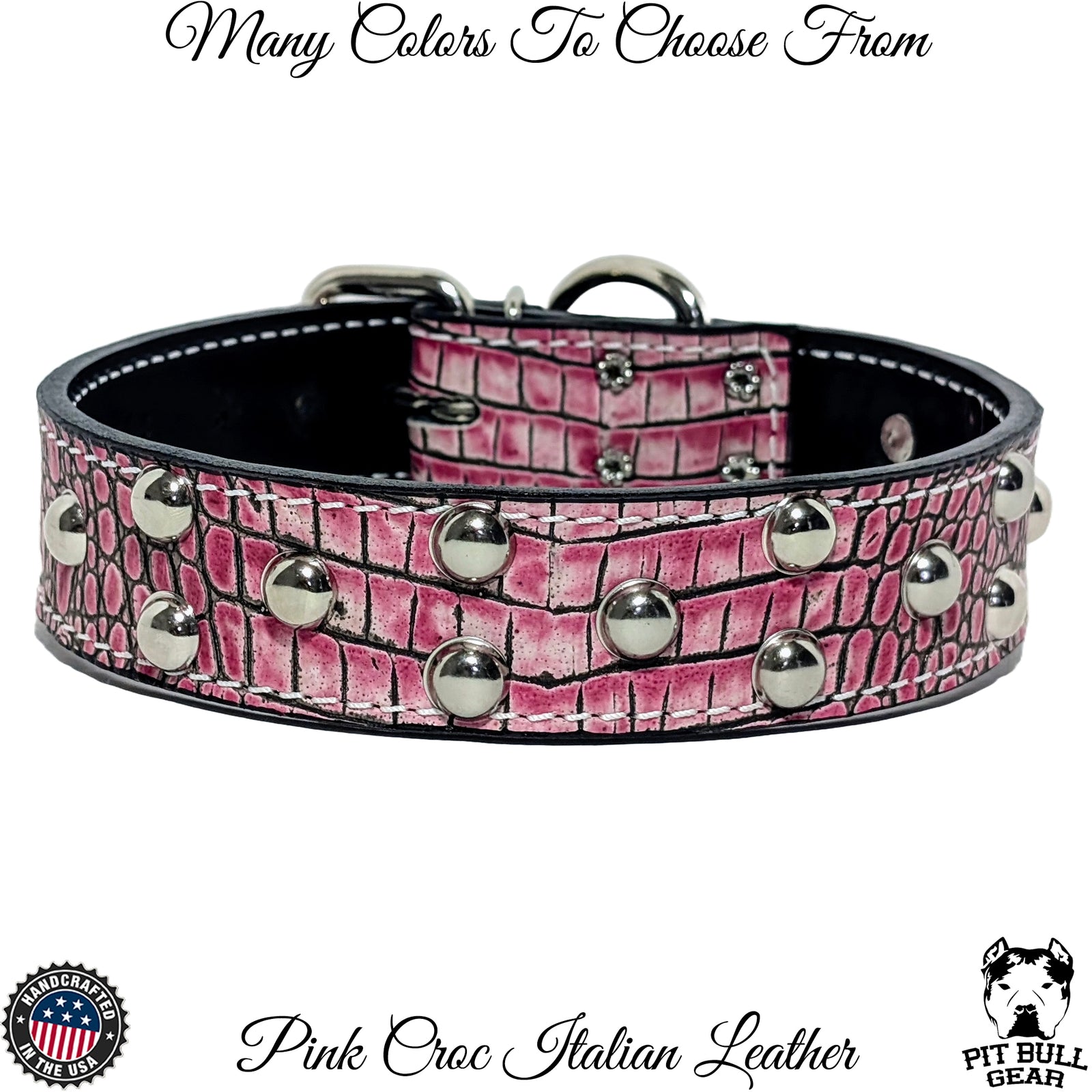 V8 - Collar de cuero para perros de 1,5" de ancho con tachuelas