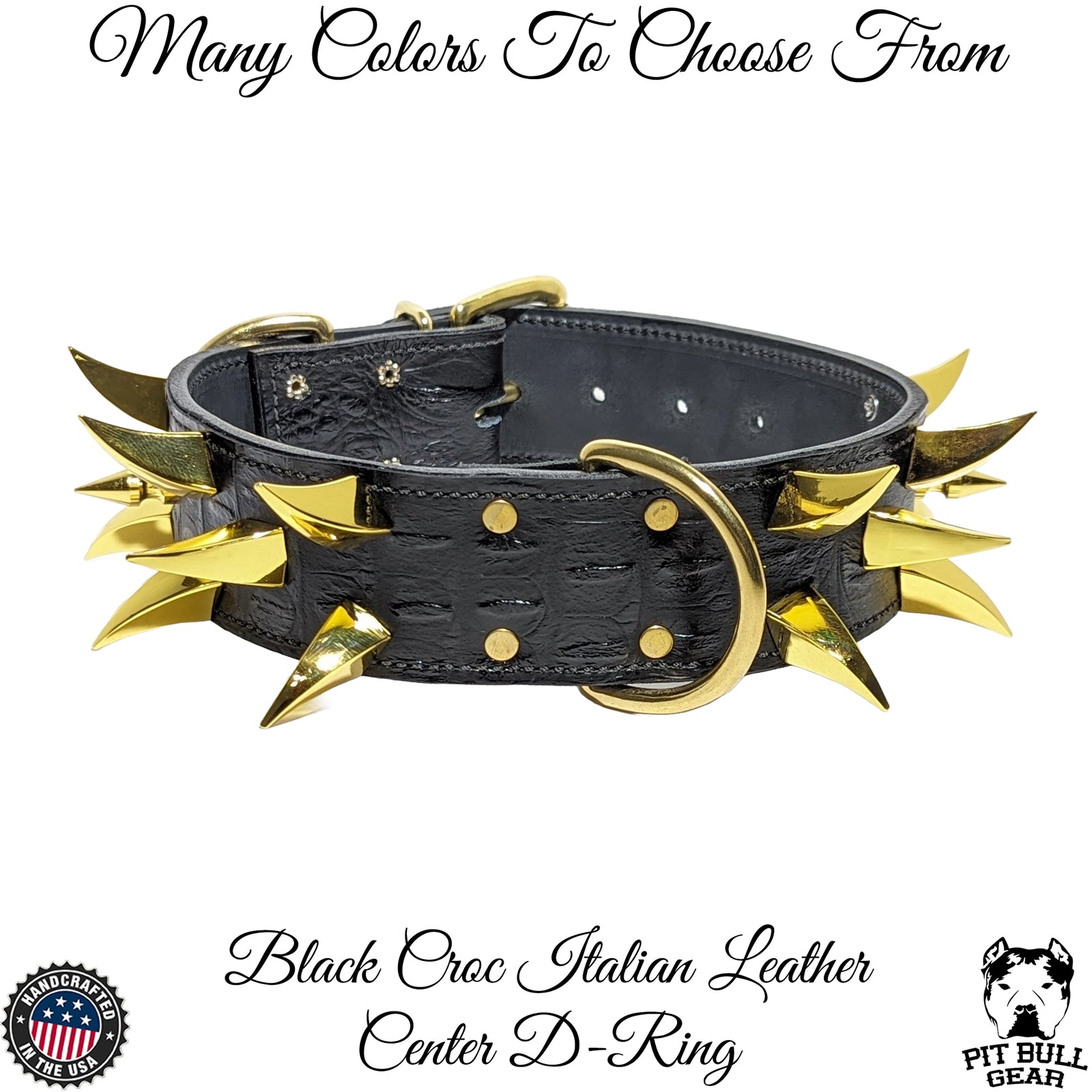 W2 - 2" Wide Spiked Leather Dog Collar