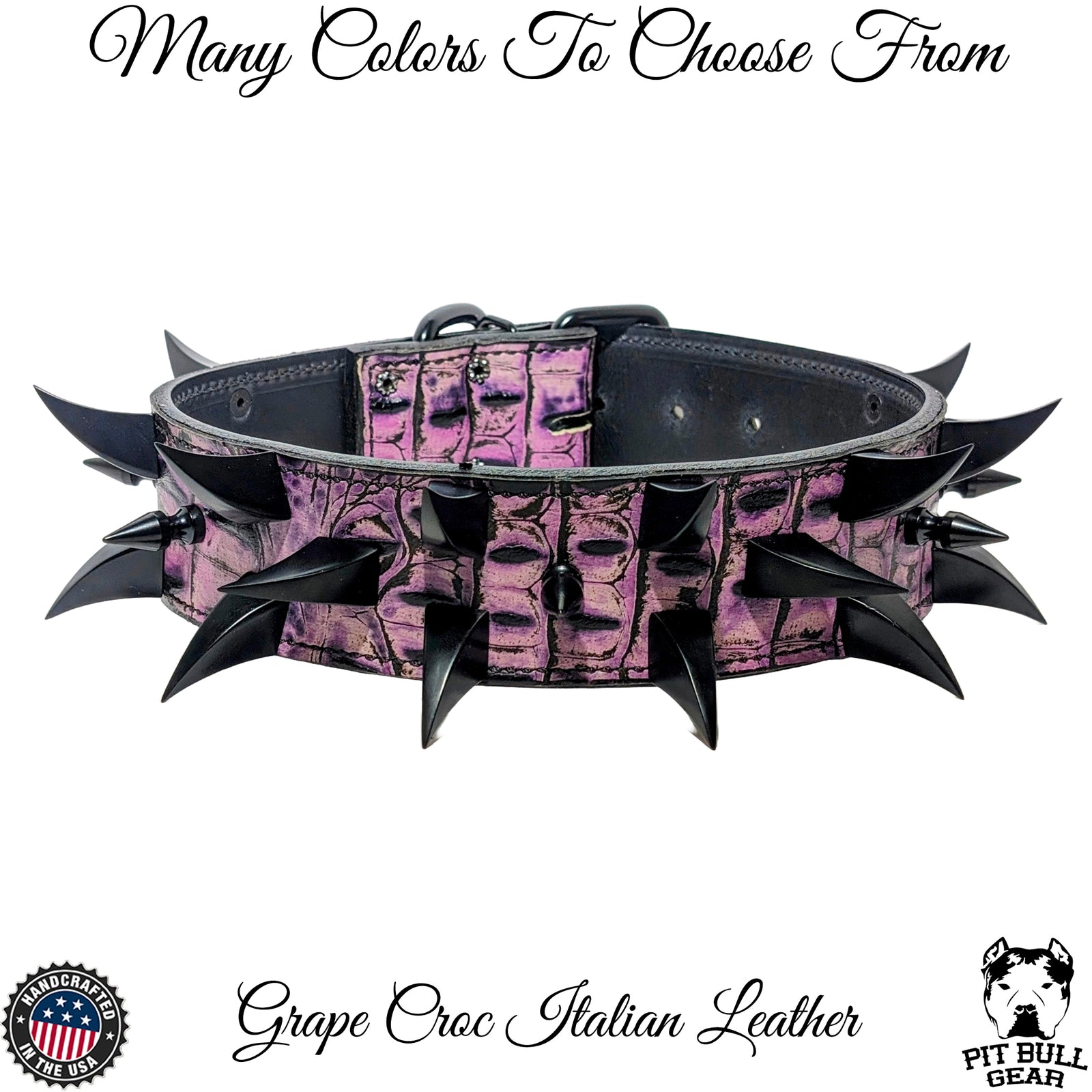 W2 - 2" Wide Spiked Leather Dog Collar