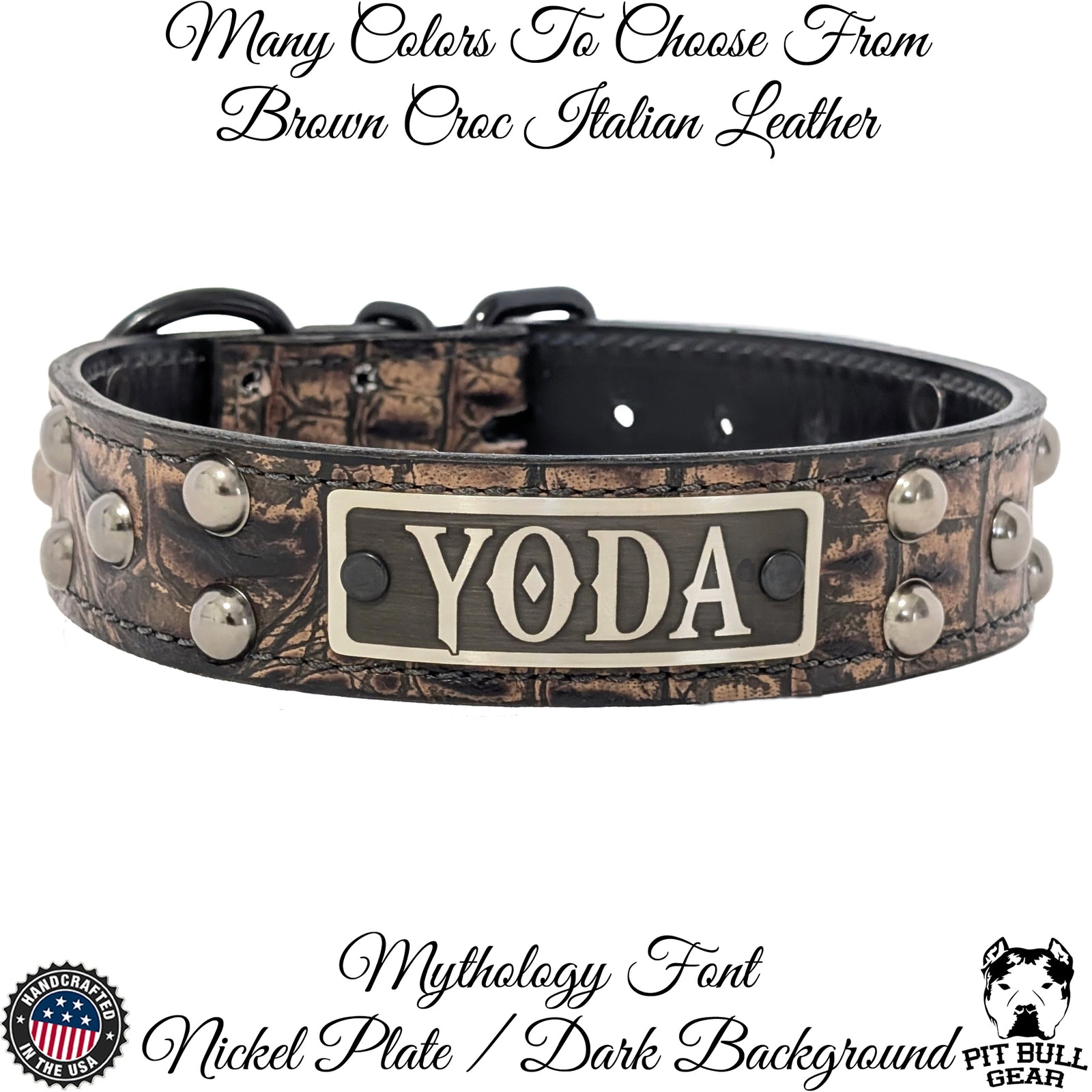 N13 - Collar de cuero para perro de 1,5" de ancho, nombre personalizado con tachuelas en forma de cúpula