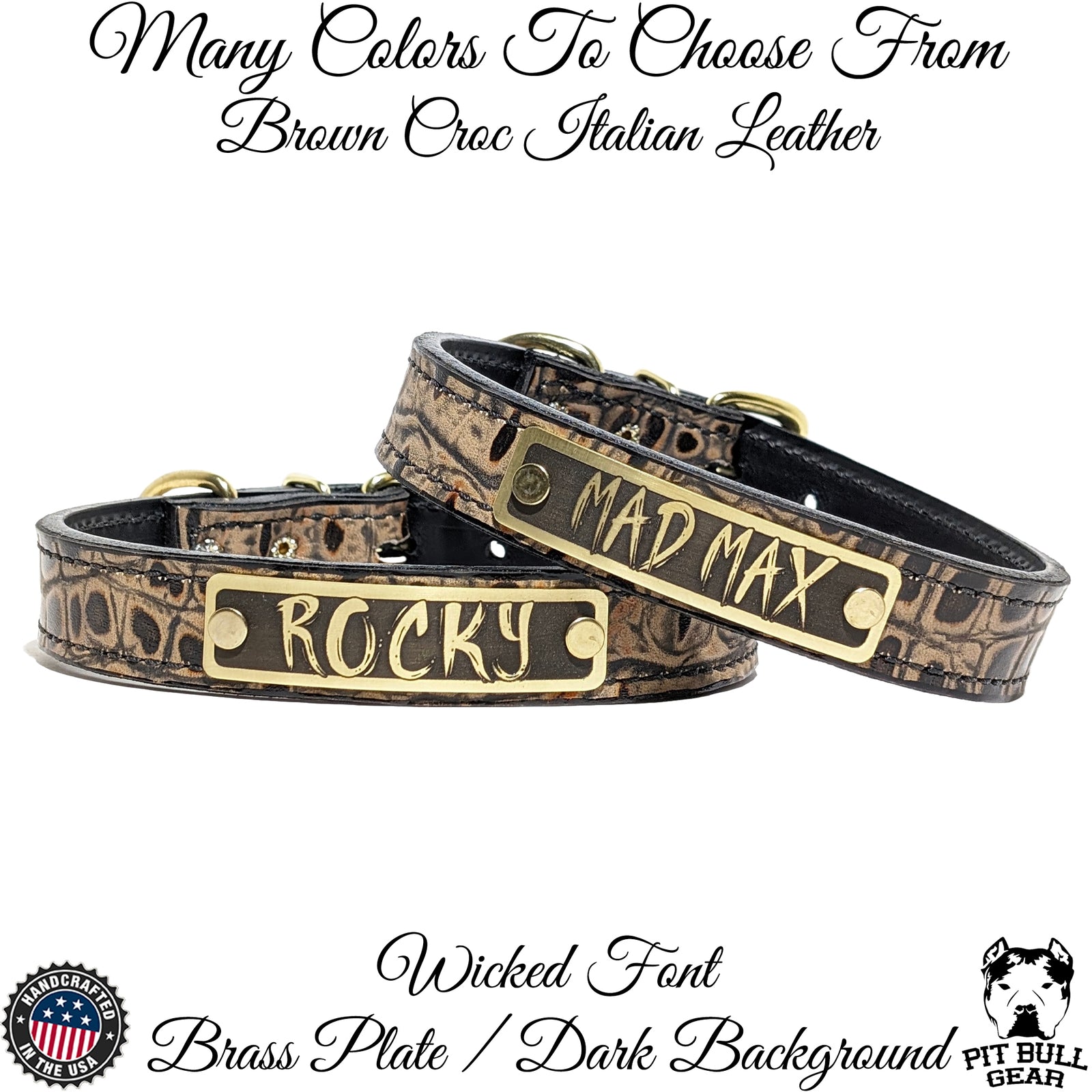 NU1 - Colar de couro com placa de identificação de 1"