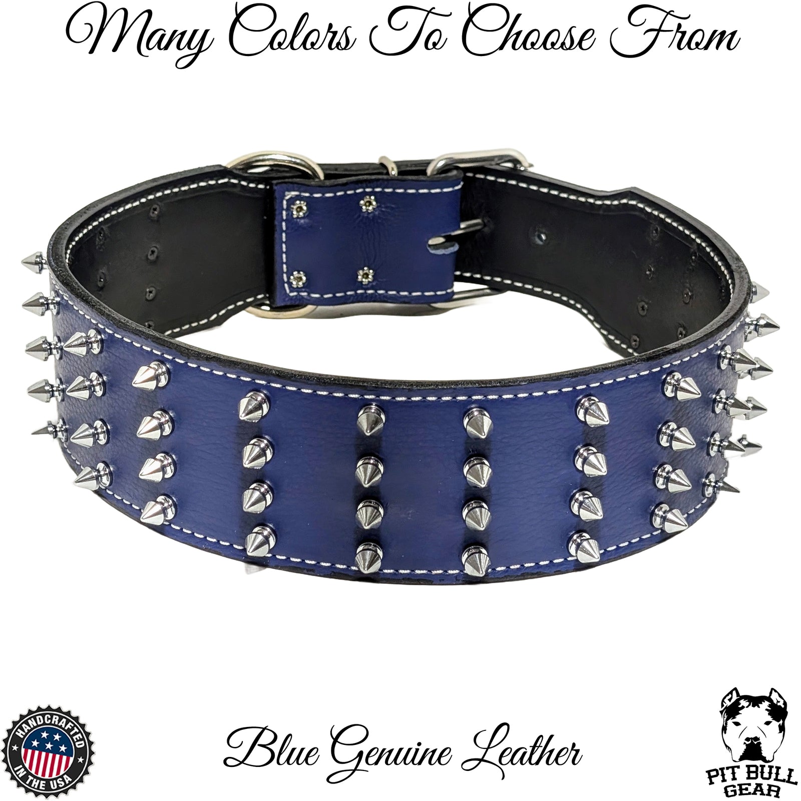 J11 - 2.5" Wide Spiked Leather Dog Collar