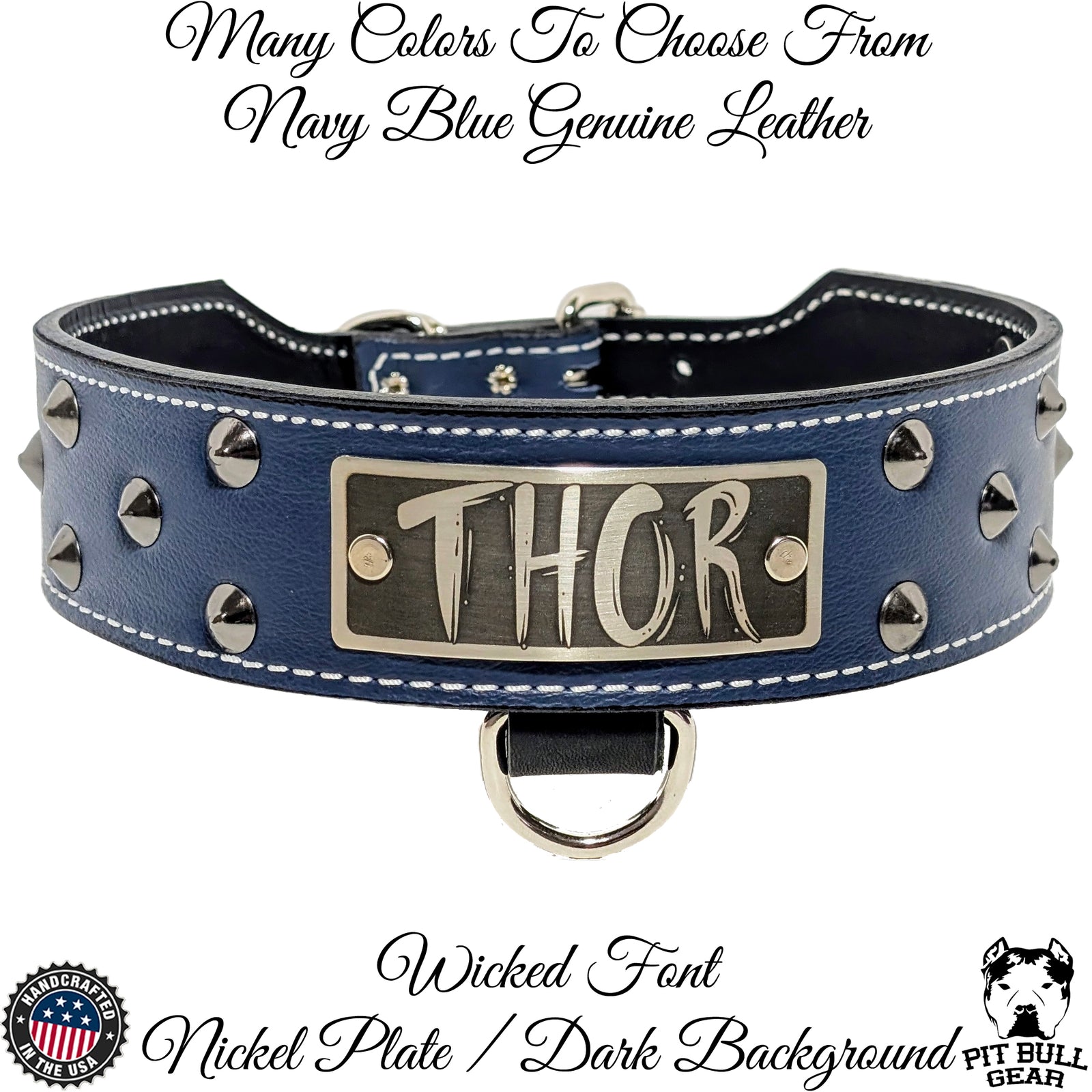 N5 - Tachuelas para placa de identificación de cuero cónico de 2" de ancho para collar de perro