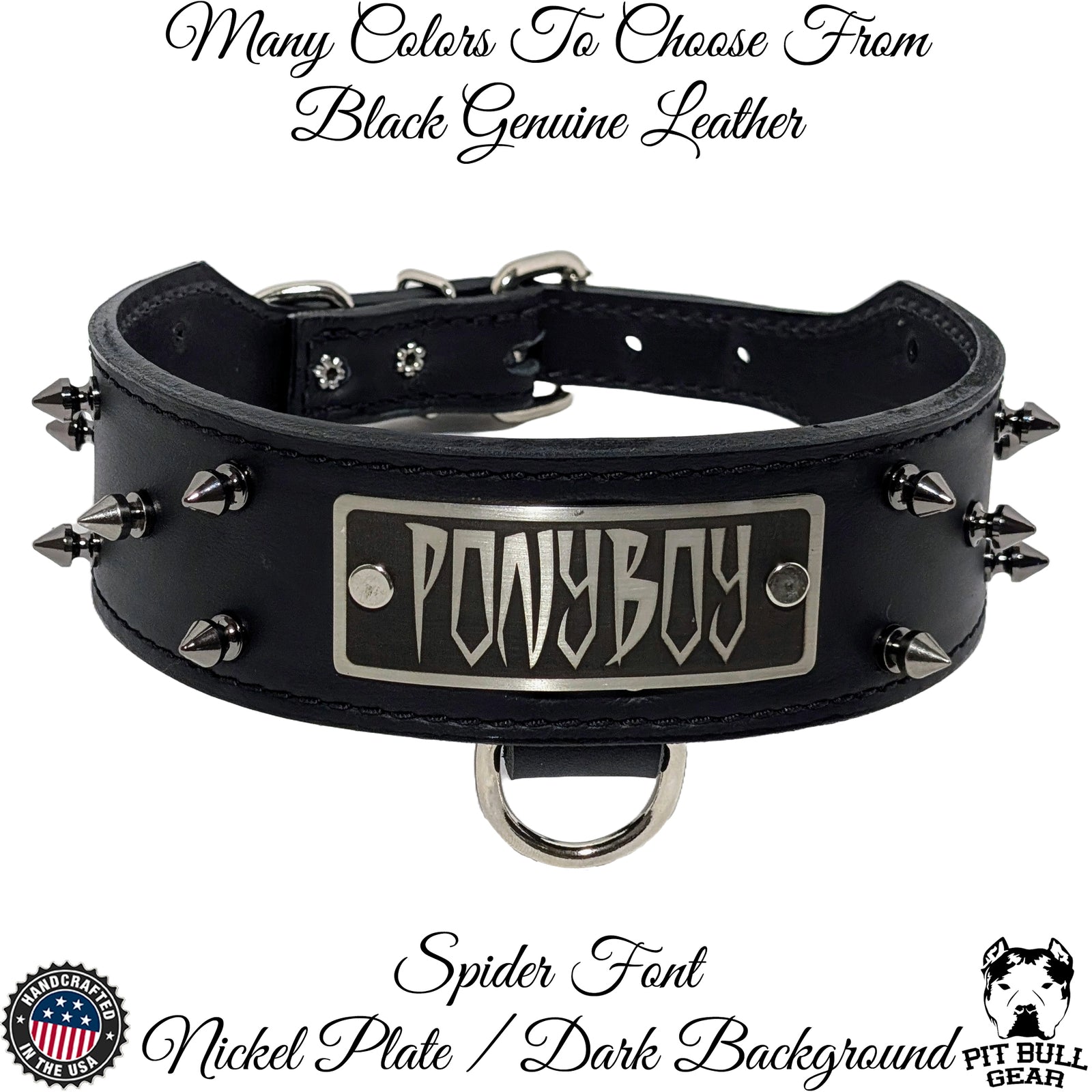 N6 - 2" coleira de couro cônica personalizada com pontas