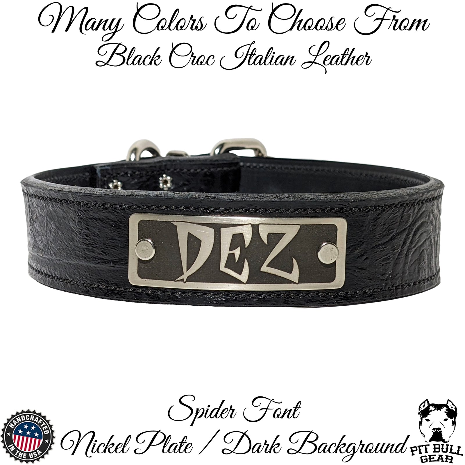 N7 - Collar de cuero para perro de 1,5" de ancho con placa de identificación personalizada