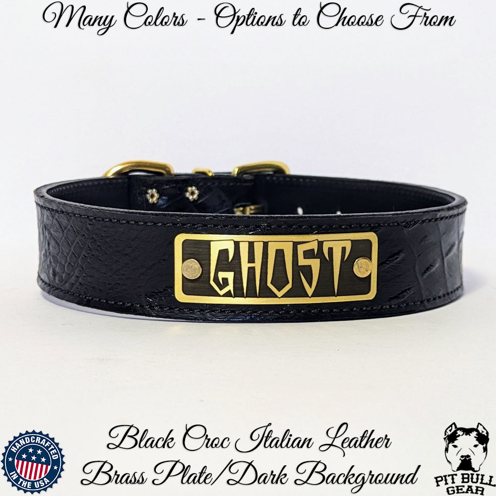 N7 - Coleira de cachorro de couro personalizada de 1 1/2"