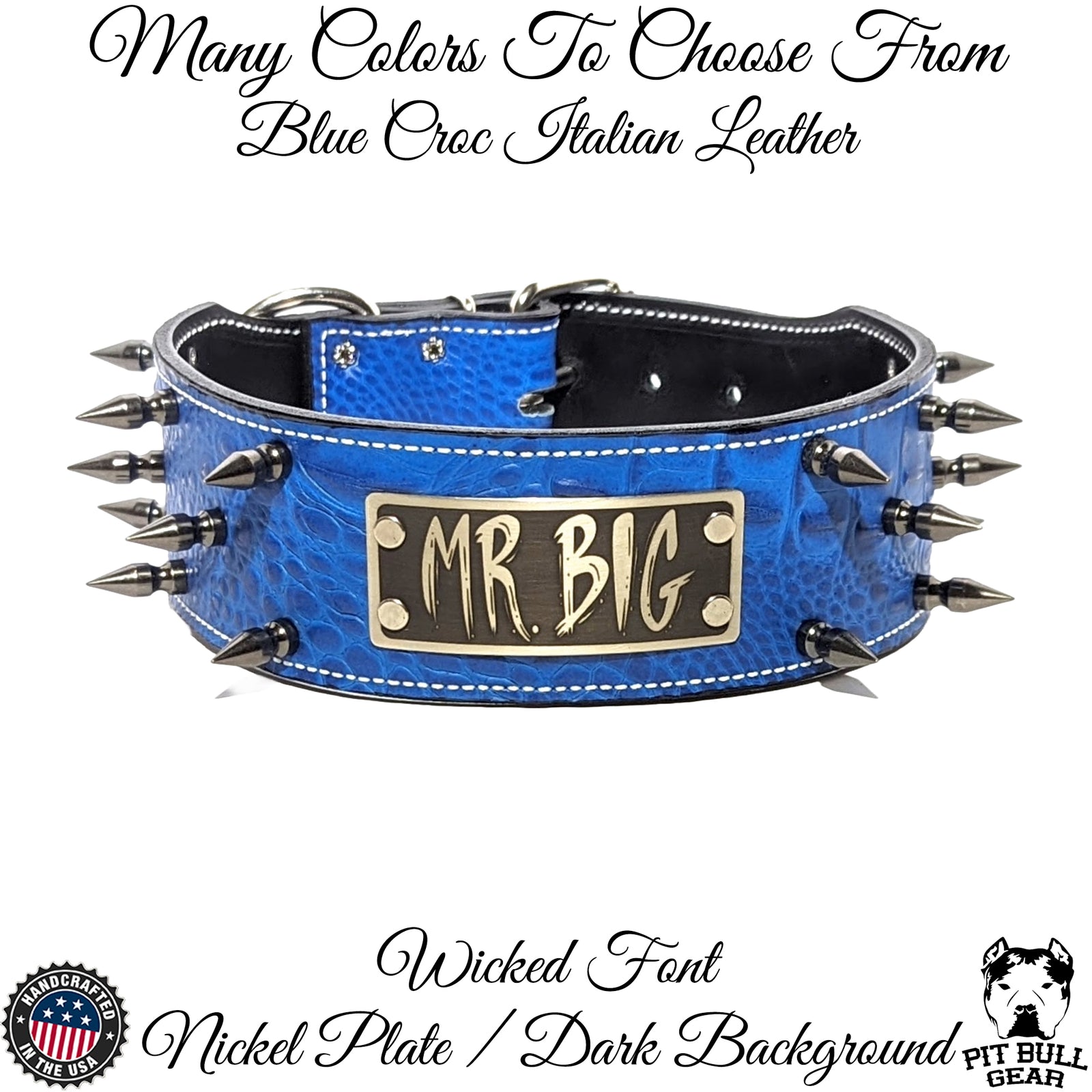 NJ5 - Collar con pinchos personalizado de 2,5" de ancho