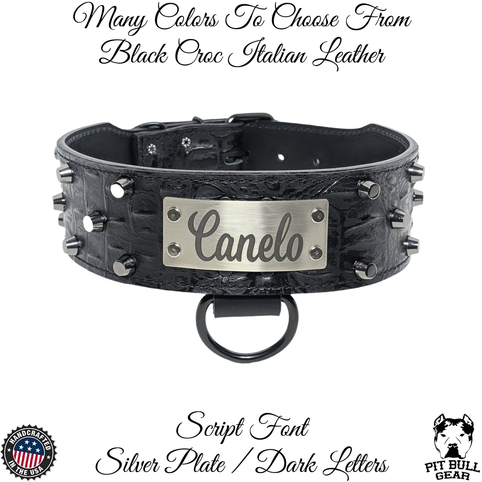 Collar de cuero para perros, collar personalizado con placa de identificación de 2,5" de ancho - NJ8