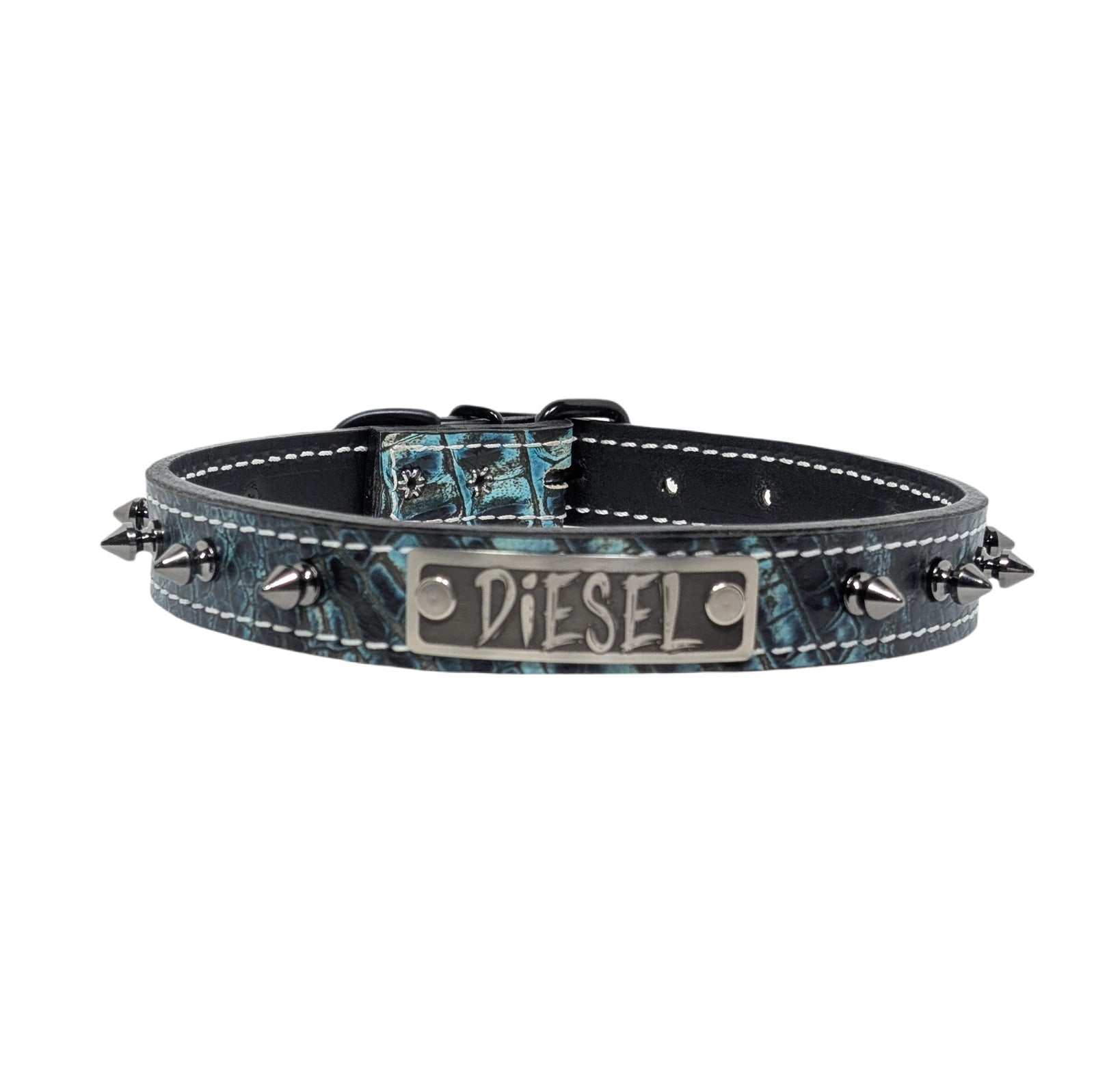 NU19 - 1" Colar Pontudo de Couro Personalizado