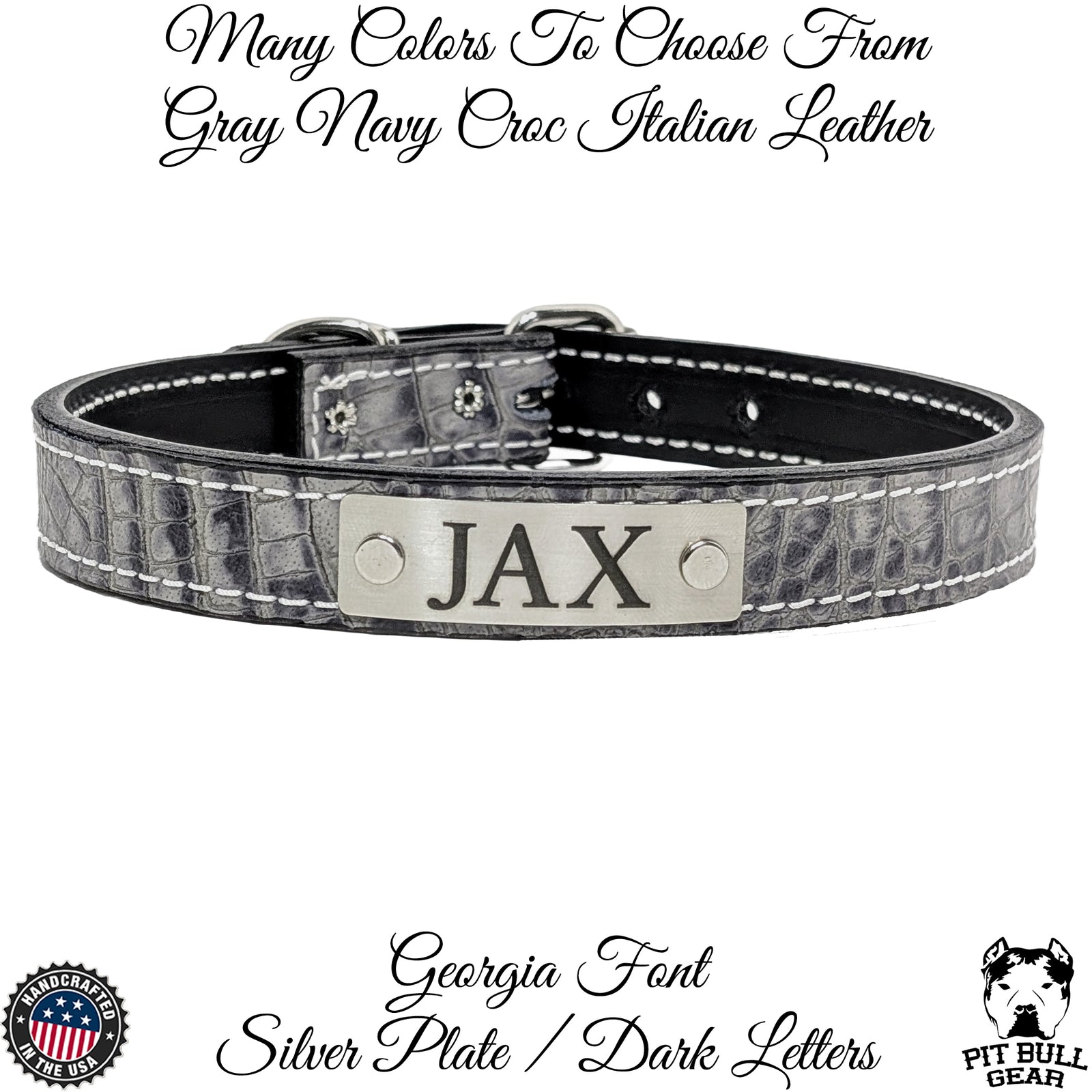 Collar de cuero para perro con placa de identificación personalizada Collar de 1" hecho a medida - NU1