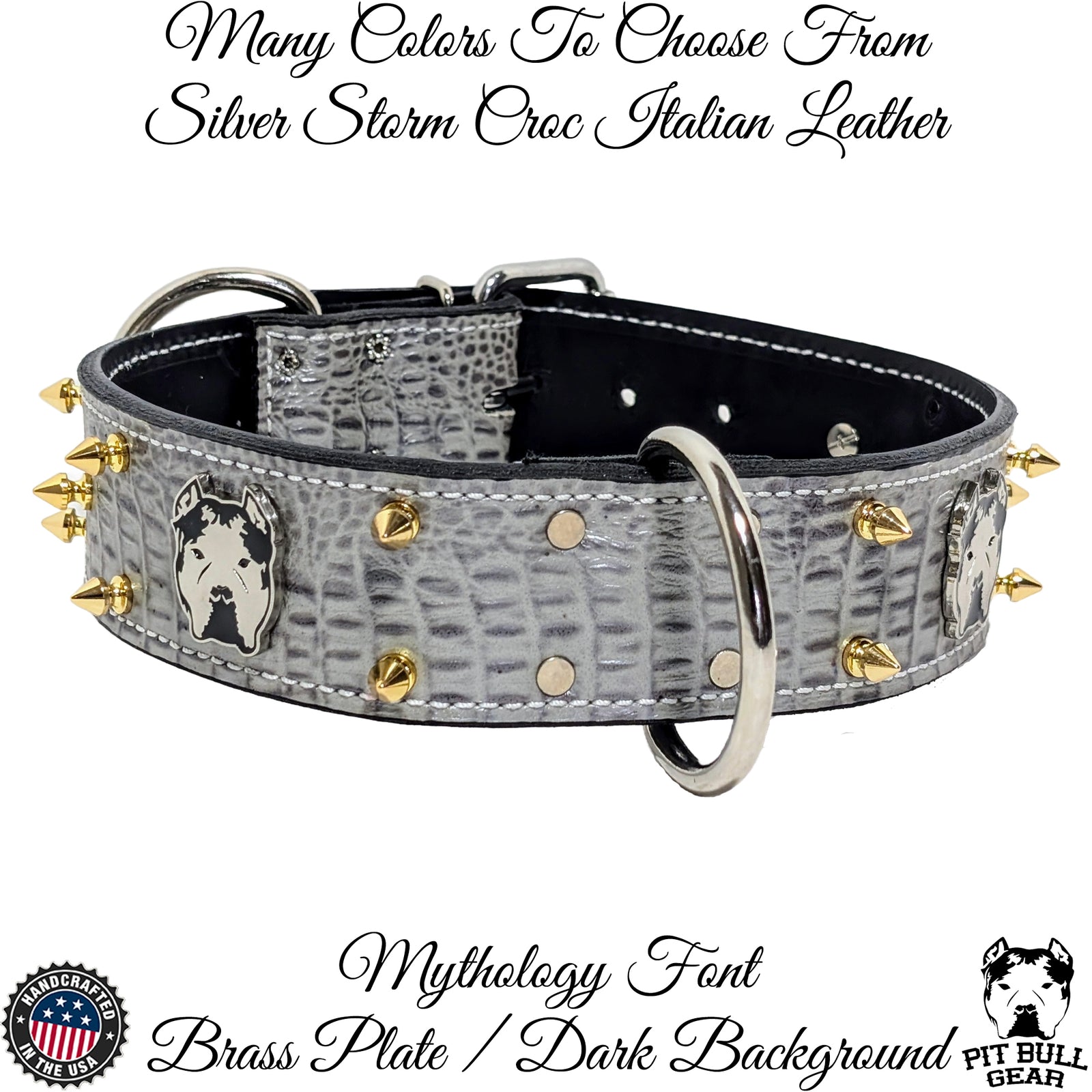 W47 - 2" Wide "Bully" Spiked Leather Dog Collar