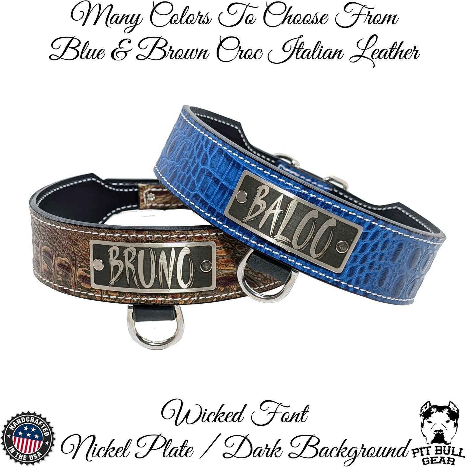 TW42 - Colar de placa de identificação de couro cônico de 2"