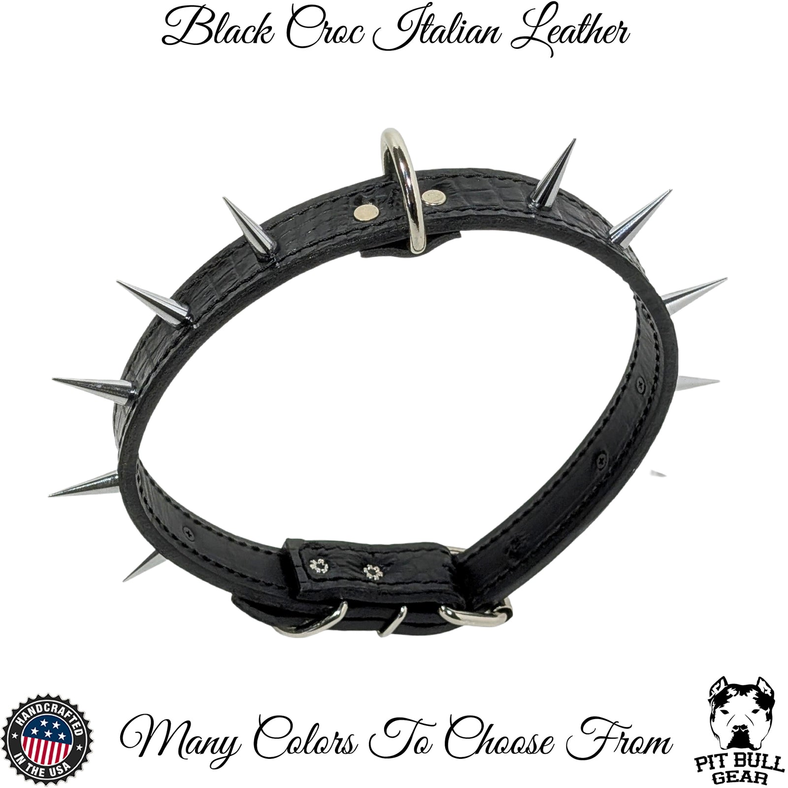 Coleira para cachorro de couro pontiagudo U4 - 1" de cone largo