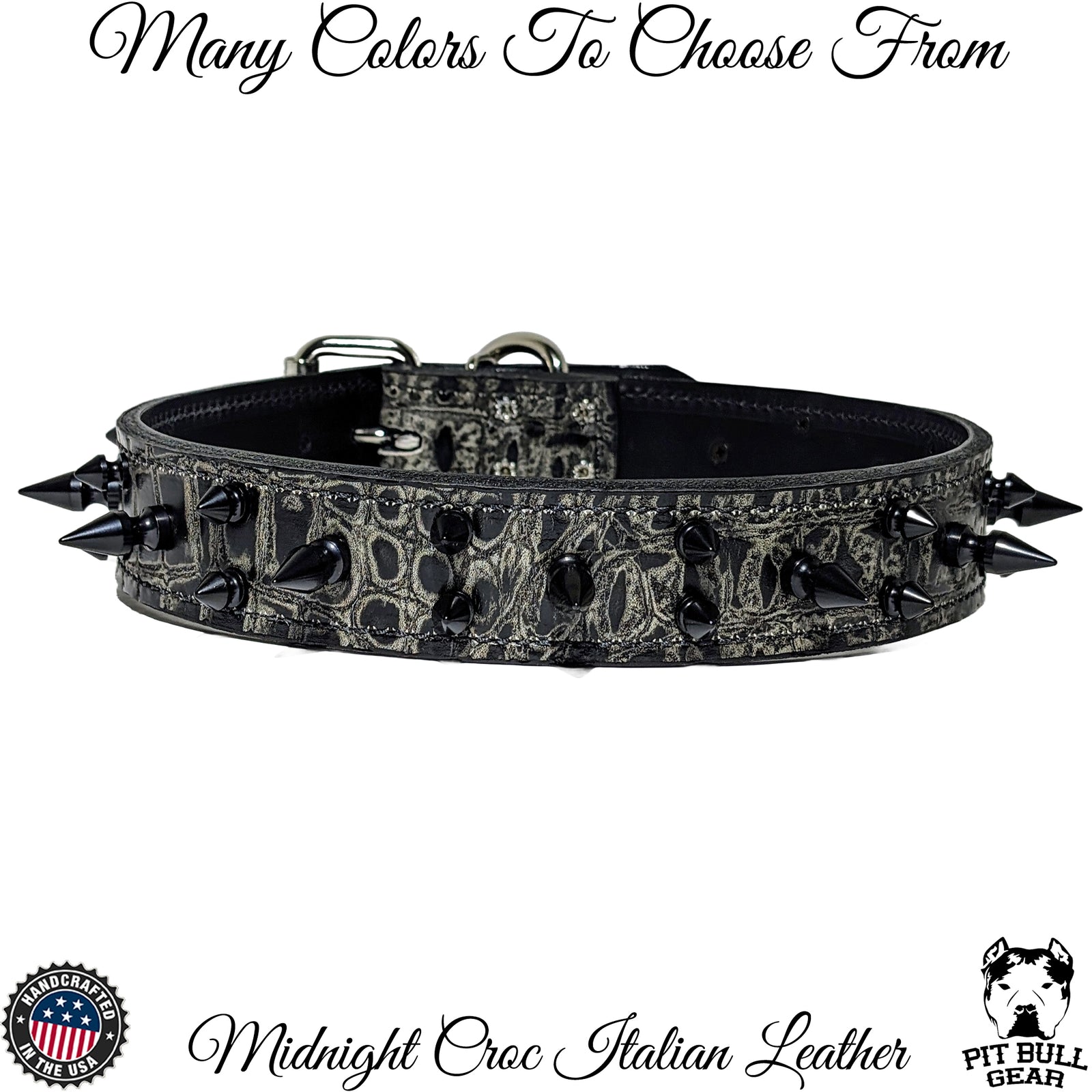 Collar de cuero con pinchos para perros, collar de protección para perros, 1,5" de ancho - V17