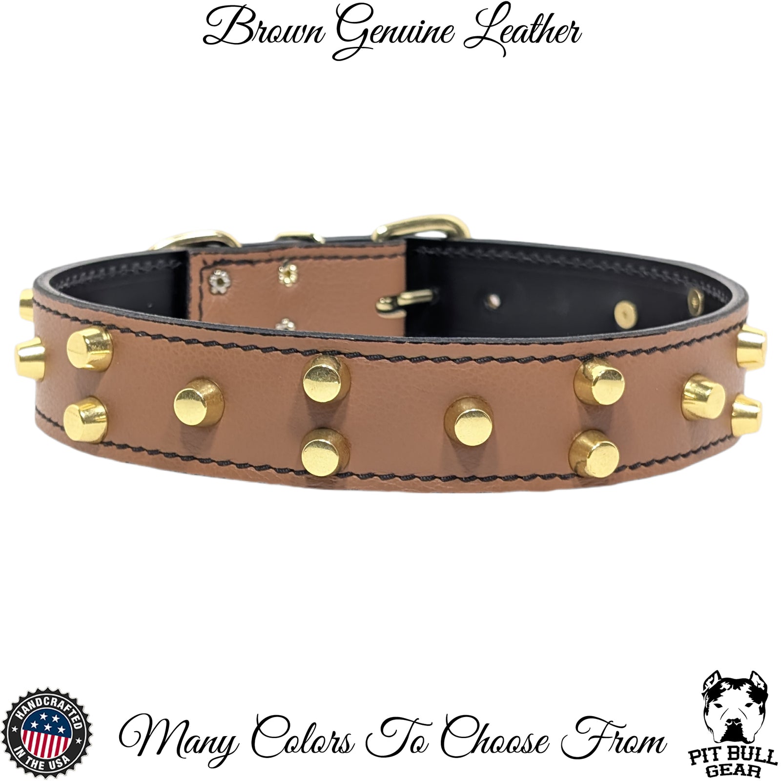 V1 - Collar de cuero tachonado con forma de cubo de 1 1/2"