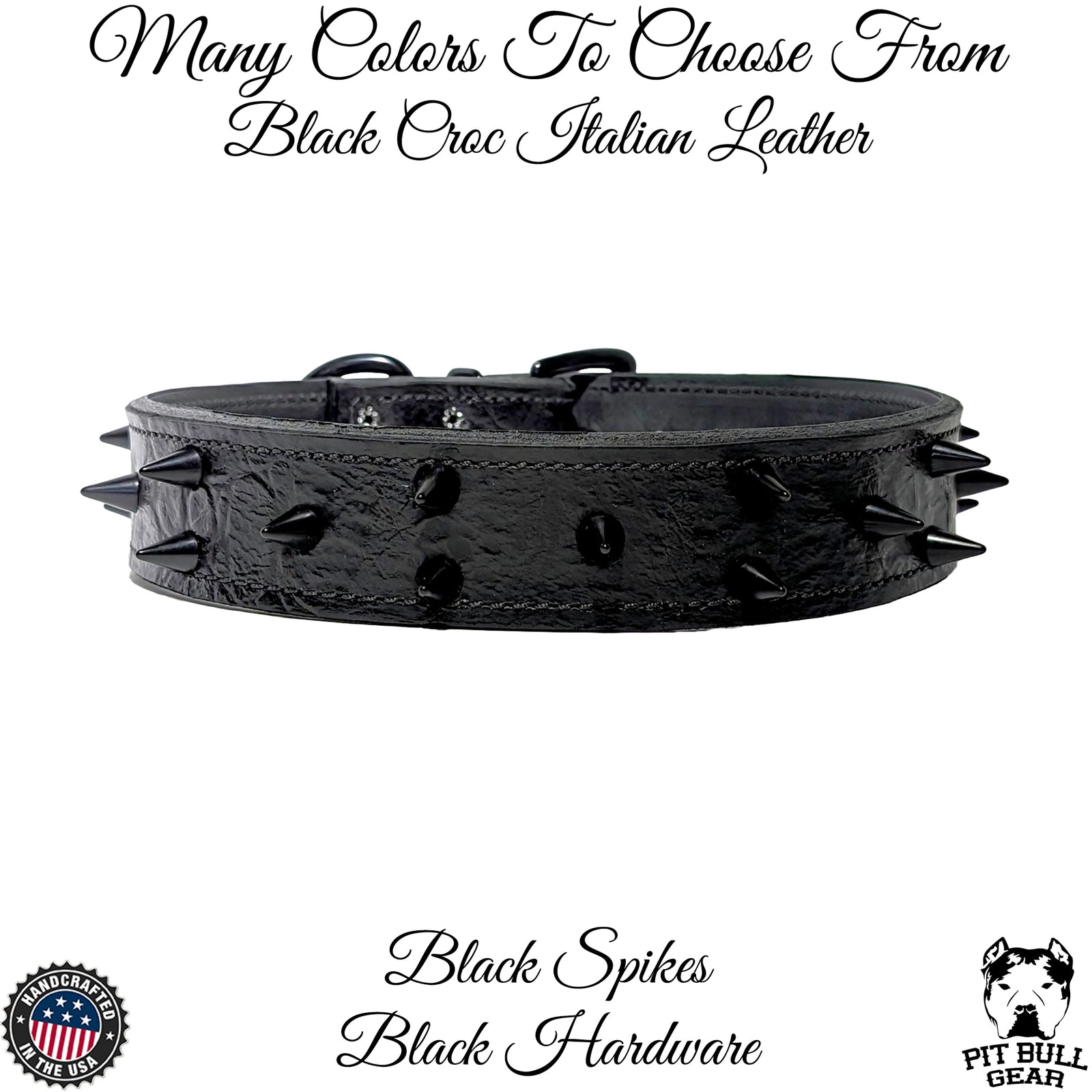 V2 - 1 1/2" coleira de cachorro de couro pontiagudo