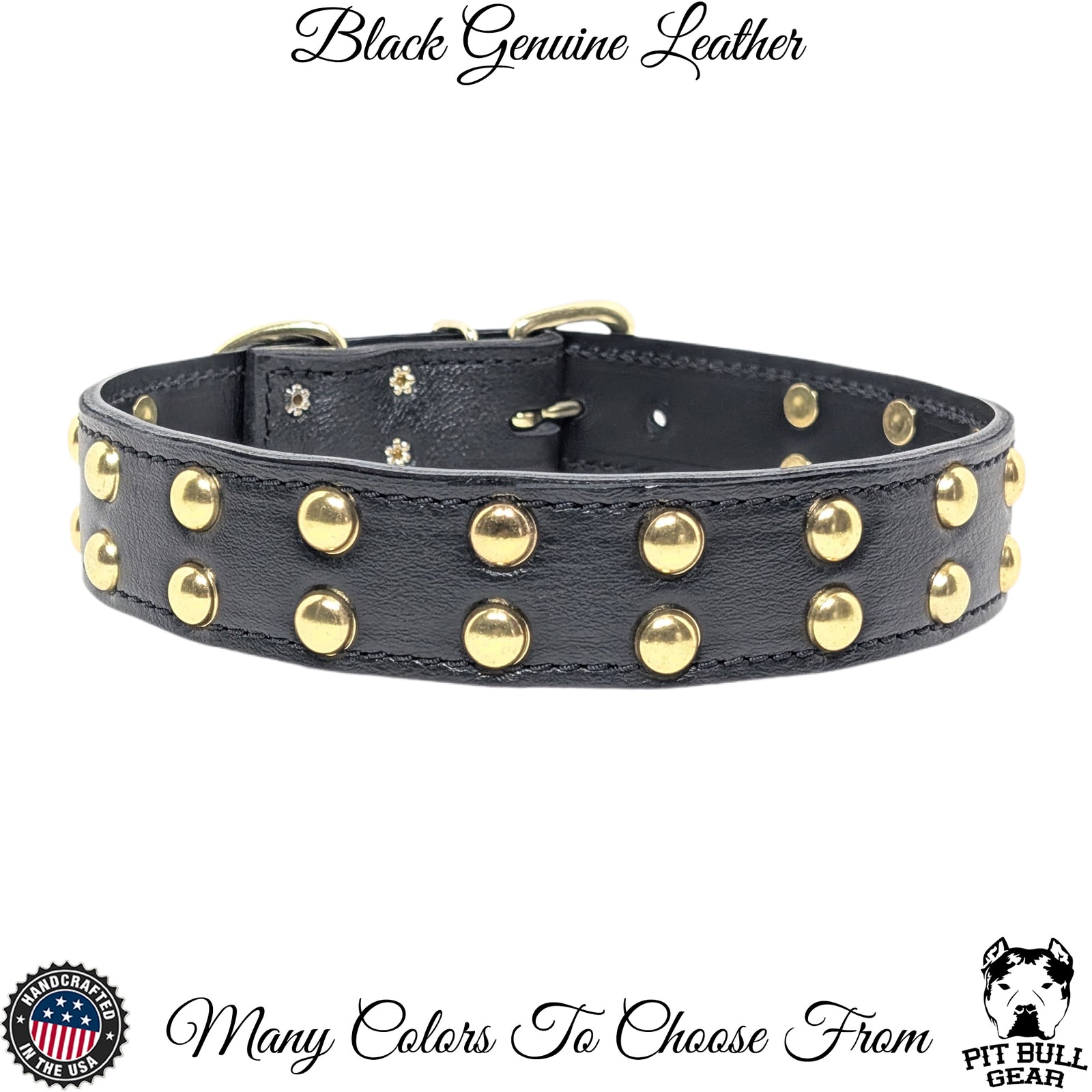 V6 - Collar para perros de cuero con tachuelas de 1 1/2"