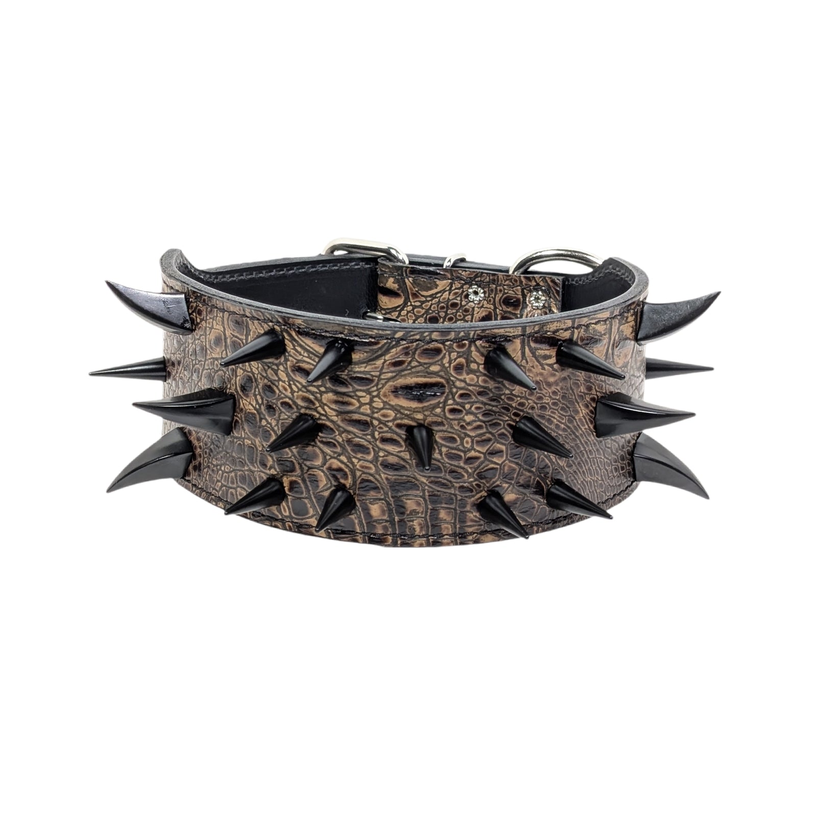 X13 - Coleira para cachorro de couro com várias pontas de 3"