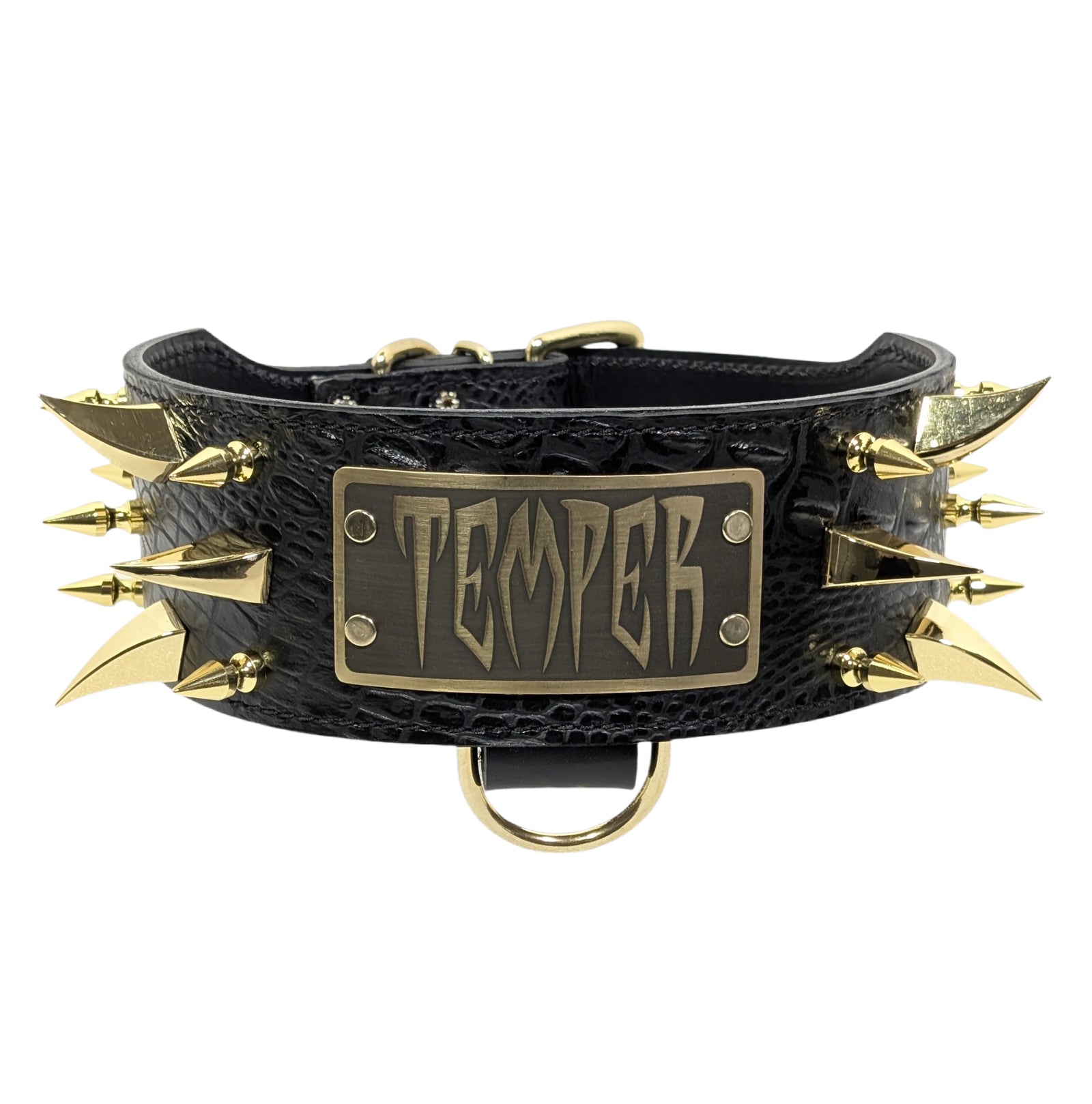 X14 - Colar de couro pontiagudo personalizado de 3"