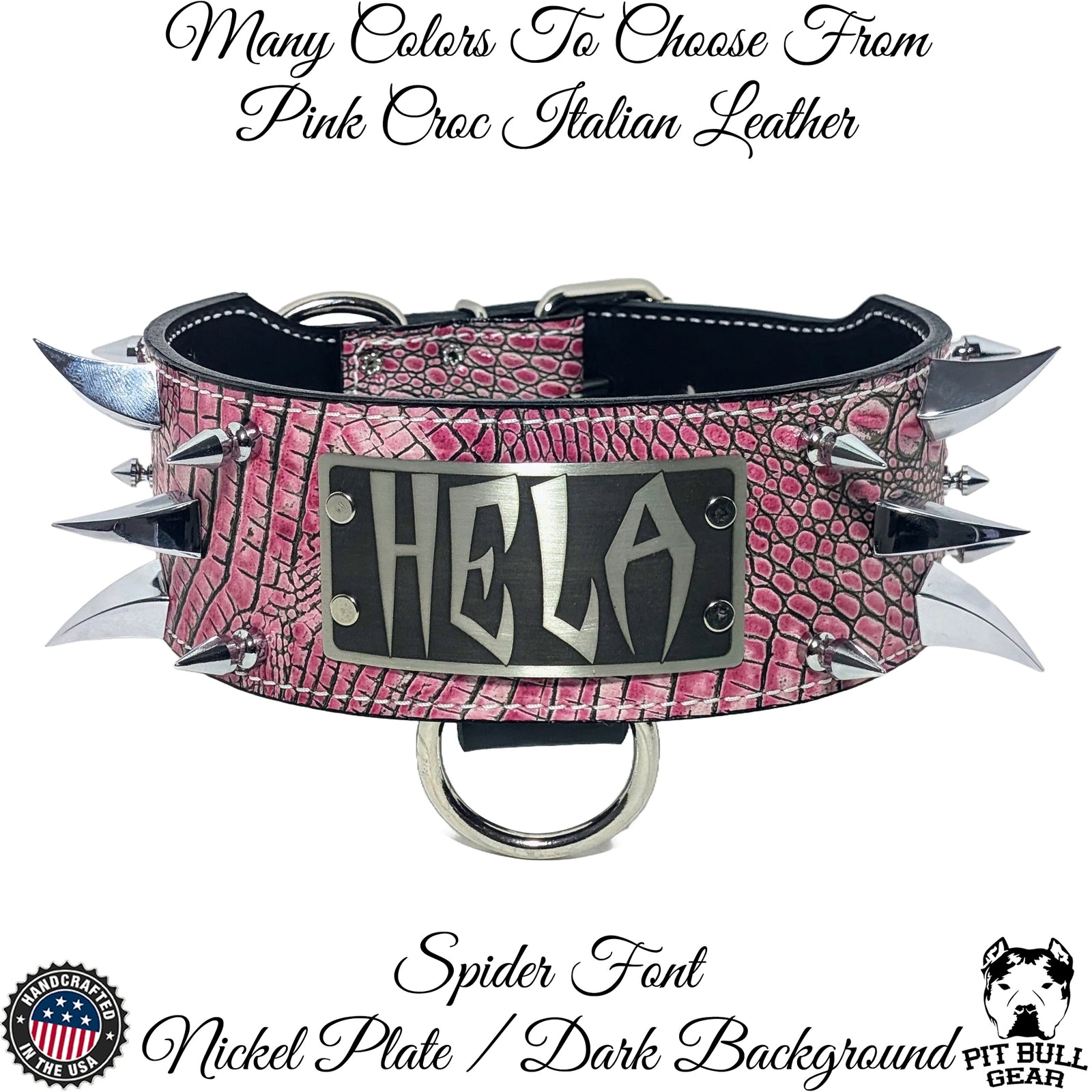 X37 - 3" Wide Personalized Spiked Leather Dog Collar