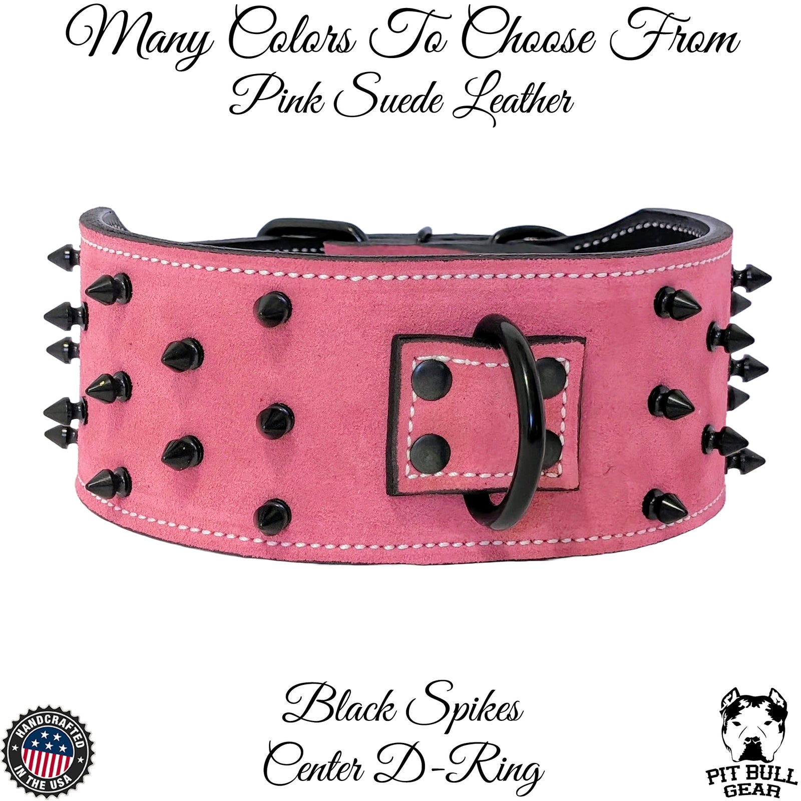 X54 - Coleira para cachorro de couro pontiagudo de 3" de largura