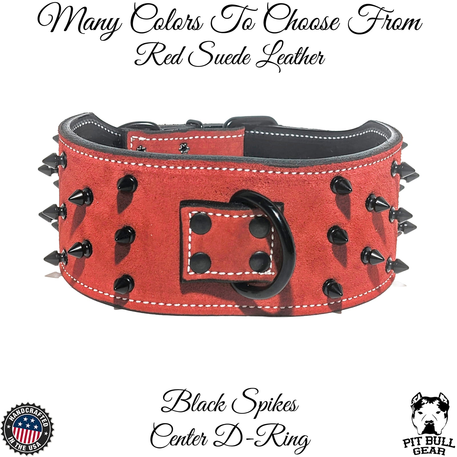 X54 - Coleira para cachorro de couro pontiagudo de 3" de largura