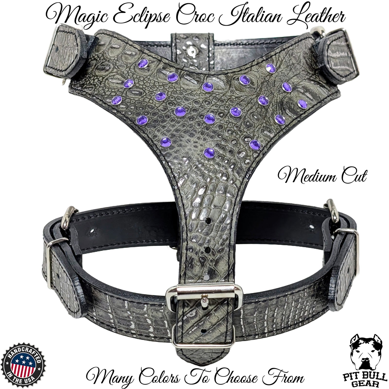 Y24 - Leather Dog Harness with Gems