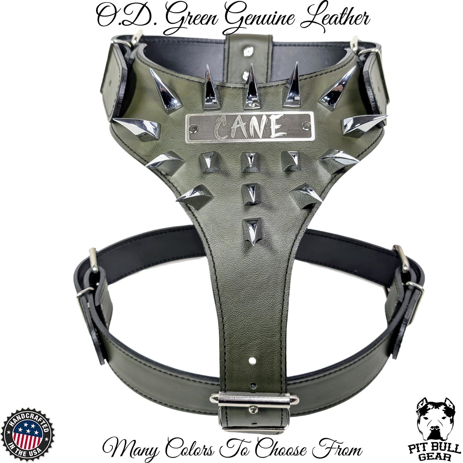 NH7 - Personalized Leather Dog Harness with Claw Spikes