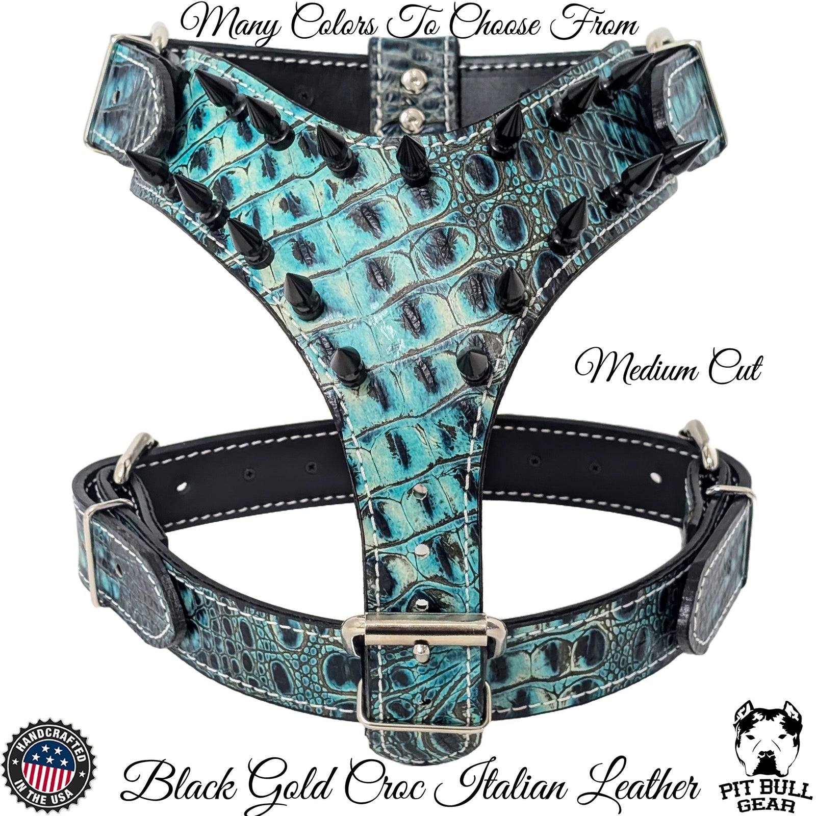 Y05 - Arnês para cães de couro com pontas