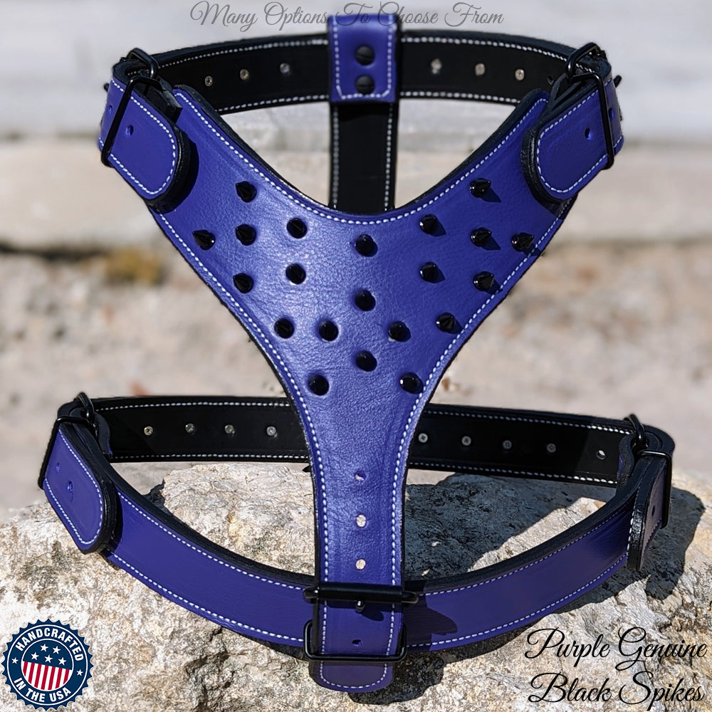 Y62 - Arnês de couro com pontas para cães