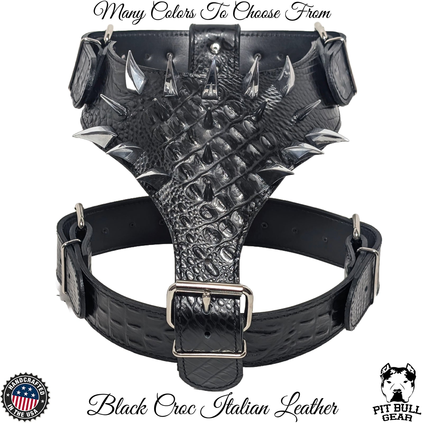 Y81 - Arnês de couro com pontas para cães