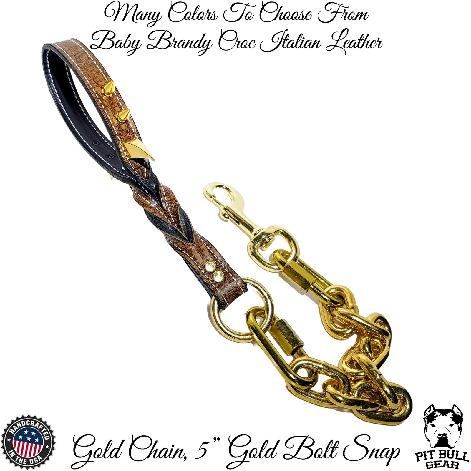 Cabo de couro pontiagudo Corrente de ouro super pesada # 2 - 30 pol.