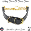LMG1 - Leather Martingale Collar with Buckle & Gold Chain 1.5" Wide