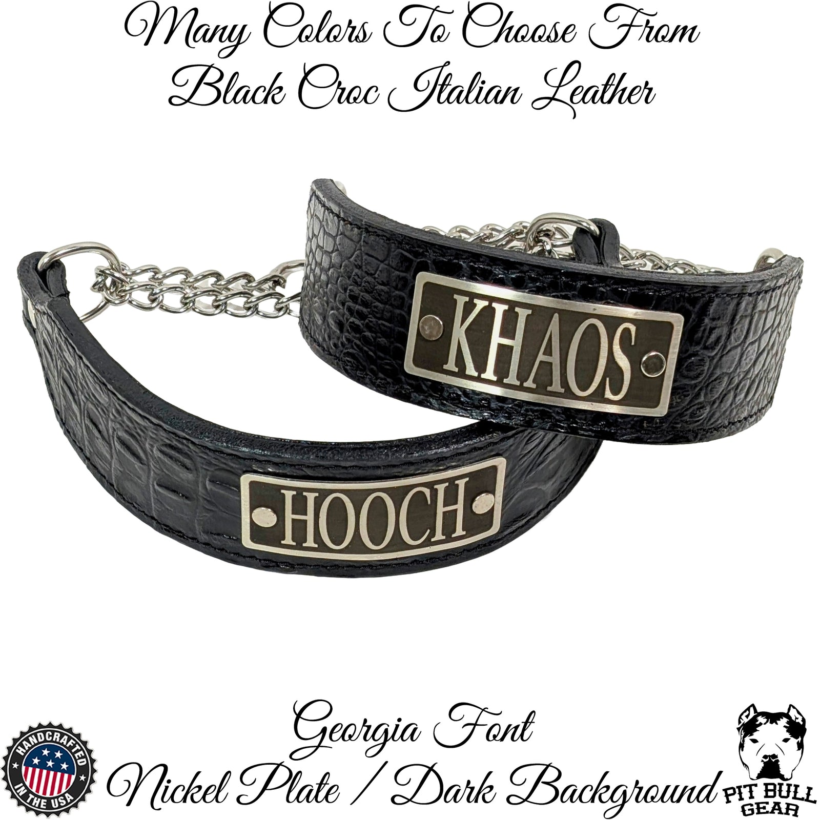 LM7N - 2" Wide Personalized Leather Martingale Dog Collar