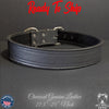 *1.5" Wide Charcoal Genuine Leather Dog Collar (21.5"-25") Neck