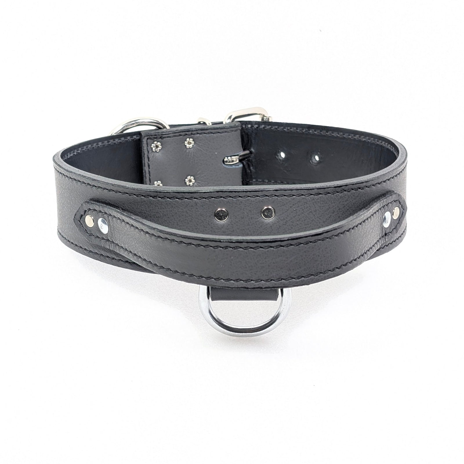 AGT1 - Collar de cuero para perros con agitación de 2" de ancho y asa